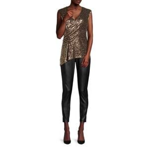 Elie Tahari Leopard Print Sequin V Neck Tank Style Top - 2